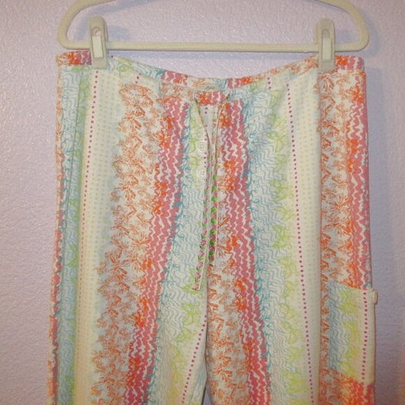 Vtg J Jill Rainbow Fleece Pajamas Size M Soft 2 Piece Top & Pants Cottage Y2K - Picture 7 of 13